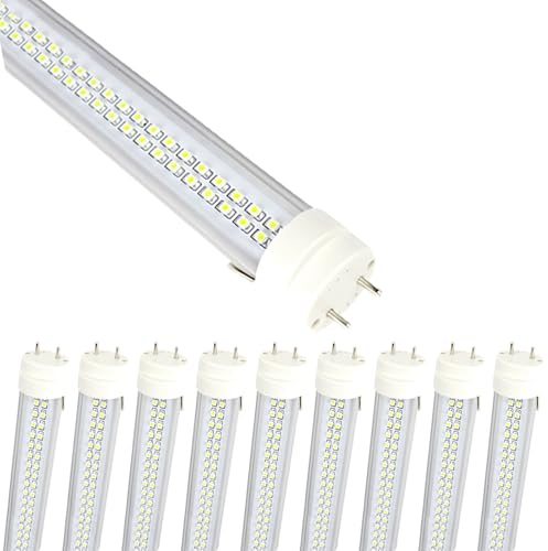aiwooping, 4FT 36W/20W T8 LED-rör, hög PF flimmerfri, G13-gränssnitt, industriell belysning ersätter för fluorescerande rör, paket med 6 (varmt vit 3000K, 4FT 36W genomskinligt skydd)