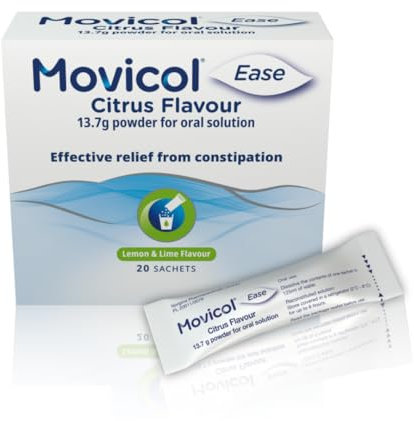 Movicol Ease Stick Sachets, Citrus, 20 Sachets, Constipation Relief for Adults, Laxatives, Relief, hydrates, softens & Help Restore Natural Bowel Movement