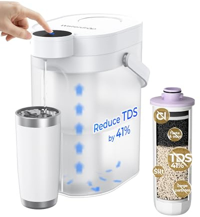Vattendroppe TDS Reduktion uppladdningsbar vattenfilterdispenser, WD-ED25TW 3,5 L 5-stegs kvarhållande viktiga mineraler, förbättrar omedelbart smaken, bärbart vattenfilter för bänkskiva med 1 WD-EWFR