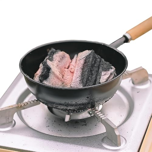 Allume-feu à charbon de bois avec poignée en bois pour barbecue - Allume-feu en fer fin avec poignée en bois - Brûleur pratique à l'extérieur - 105 g