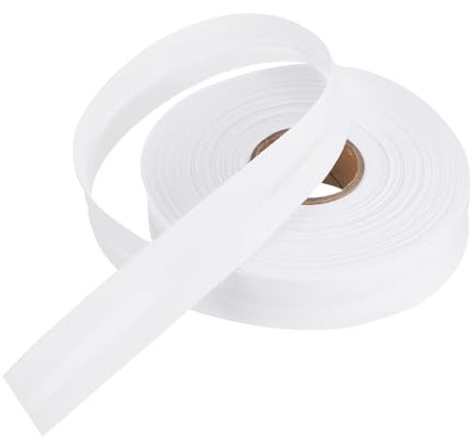 QUARKZMAN 25 mm enkelt snedband av polyester, sömband för sömnad, pysseldekorationer, gör-det-själv-hantverk (vit 22 m)