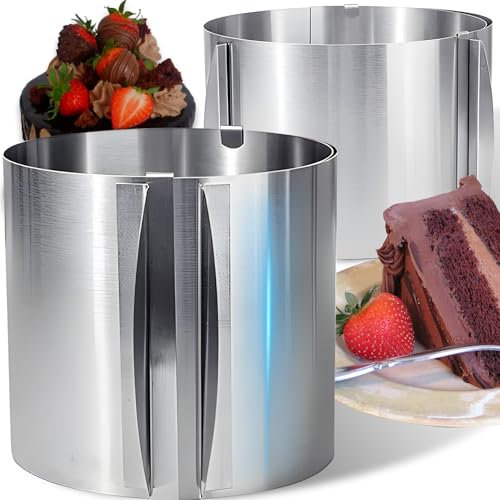 Retoo Anello Regolabile per Torte 16-30 cm, Stampo in Acciaio Inossidabile 15 cm di Altezza, Strumento Preciso per Torte Rotonde, Dessert E Torte