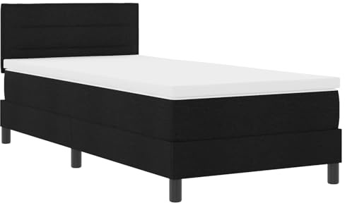 vidaXL Letto a molle con testiera Nero 90 x 200 cm Tessuto