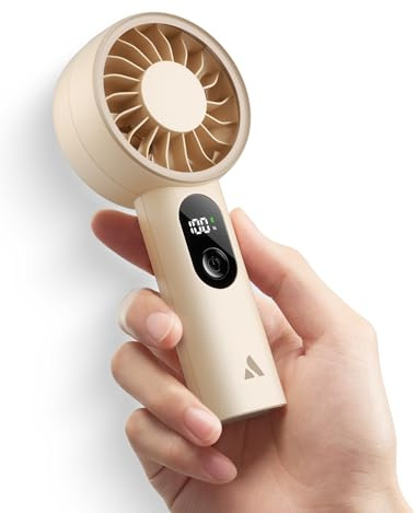 Aecooly Mighty Handheld Fan, Powerful Portable Fan, USB Rechargeable [10H Max Cooling Time], Mini Personal Battery Powered, Pocket for Travel, Summer, Gifts for Women, Girls -Beige