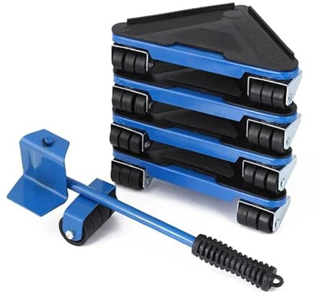 Furniture Moving Transport Roller Set Removal Lifting Tool Wheel Bar Mover Heavy Stuffs Device Hand Tools(5PCS Blue Big)