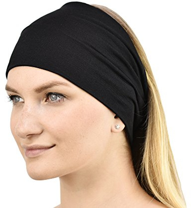 Jasmine Silk Unisex Bamboo Headband Hair Band (Black)