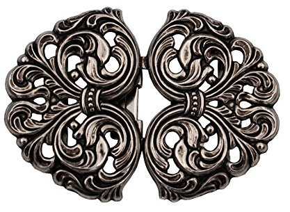 Hartmann-Knöpfe wunderschöne silber Trachten Schliesse Schürzen Dirndl Schnalle Verschluss Metall 58mmx42mm, made in Germany, (1 Stück)