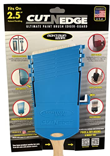 Cut-N-Edge : Upgrade to Ultimate Paint Brush Edger and Guard. Multi-Purpose 6 in 1 Tool (Blue) | Paint Edger | Trim Edger | Paint Brush Cover (2.5 inch + Brush)