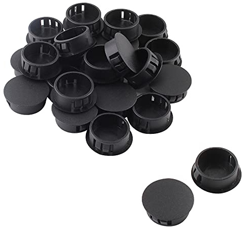 Jersvimc 25Pcs 3/4 Inch(19mm) Black Hole Plug Plastic Hole Cover, Round End Cap Flush Type Tube Insert, Pipe Post Panel Plug for Chair Furniture Glide Protectors