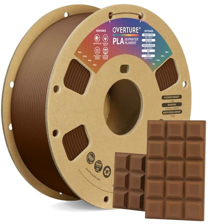 OVERTURE Filament PLA 1.75mm Aufgerüstet, 3D Drucker PLA Filament 1kg Spule (2.2 LBS), Maßgenauigkeit +/- 0.02mm, (Schokolade)
