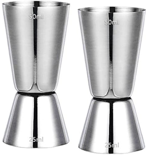Spirit Measures 25ml 50ml Set - 2Pack 304 Stainless Steel Jigger Spirit Measure Set Cocktail Measure Cup Set Whisky Shot Measure for Gin Alcohol Drink