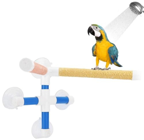 Perchoir à Perroquets, Cadre Debout pour Oiseaux Perroquets Douche Debout Pôle Bain Oiseau Perche Jouet Avec Ventouses Oiseaux Compagnie Jouets Debout D'escalade Jouets Cage à Perroquets