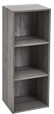 LOLAhome Estantería Cubo de Madera para Despacho, Librería, Dormitorio o Despensa (Gris, 3 estantes (80 cm))