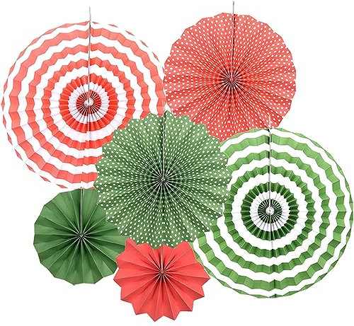 Hocansen 6Pezzi Ventaglio di Carta 8/12/16in Ventagli da Appendere Ventaglio Rotondo Pieghevole Pom Pom Carta Ghirlande Colorate Decorazioni per Feste,Matrimoni,Compleanni (ZS/Colour)