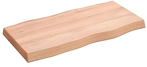 vidaXL Light Brown Table Top, 80x40x6 cm, Solid Oak Wood with Live Edges, Treated Surface, Handcrafted, For Home Office/Living Room/Dining Room/Kitchen Use