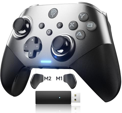 EasySMX Wireless Controller PC, X10 Bluetooth Game Controller Gaming Gamepad Joystick PC Windows Android TV ios Switch, Replacable Faceplate/Hall Effect Joysticks&Triggers,mechanical,40 Hours