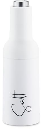 Trisa Elektrische Salzmühle im Flaschen-Design (Auto-On Kippsensor), Pfeffermühle elektrisch mit Keramikmahlwerk oben (Keine Krümel), Gewürzmühle für Einhandbedienung, Weiß