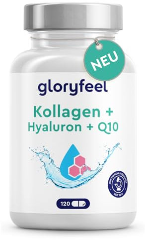Kollagen + Coenzym Q10 + Hyaluronsäure - 120 Kapseln - Premium Marine Collagen Hydrolysat (Typ 1) - Mit Zink, Magnesium, Vitamin B12, D3, A & C - Sorgfältig laborgeprüft
