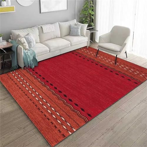 Xiaosua Kurzflor Teppich200x300CM Vorraum Teppich Gamer Teppich Weicher und gemütlicher moderner geometrischer Teppich Rot