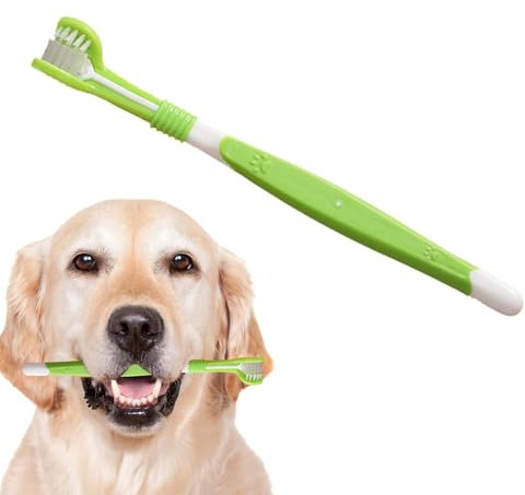 Katzenzahnbürste – 3 Köpfe für kleine Hunde, 3-seitige Zahnbürste, weiche Borsten, Mundbürste für Kätzchen, Mundhygiene