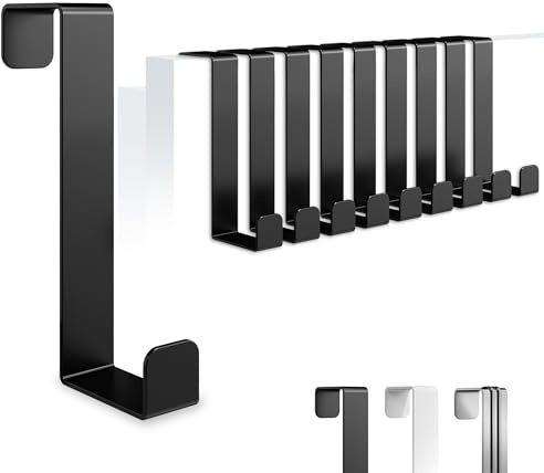4happy Türhaken zum Einhängen, 10er Set - Schwarze Kleiderhaken Tür, rostfreie Haken zum Einhängen einzeln verwendbar oder als Türhakenleiste einsetzbar, mit hoher Tragkraft