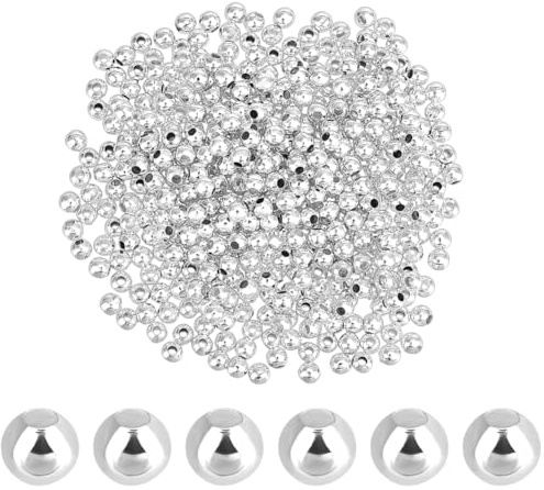 PH PandaHall 600st Pläterade Perlor I 925 Sterling Silver, 3mm Runda Släta Kontinuitetsperlor Koppar Distansperlor Livspärla För Skapande av Smycken Armband