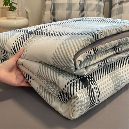 Odot Coverless Duvet 4.5 Tog for Single Double King Size, Summer Duvet No Cover Cosy and Lightweight Quilt Breathable Bedspreads Quilted Throw for Beds (Elegant gray,180 * 200cm)