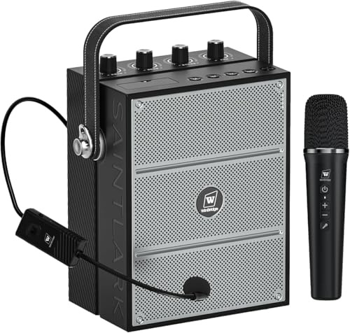 60W Powerful Wireless Voice Amplifier with Handheld and Headset Microphones for Teachers,Portable PA System with Sound Effects, Karaoke Speaker and Mic System Support Guitar Play S97