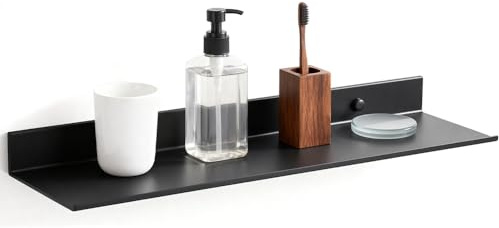 VGECEE Étagère Murale Noire 40cm Étagères Flottantes avec Vis - 40 x 12 cm - Tablette Flottante Étagère Murale pour Tableau Flottantes en Space Aluminum Stable Étagères Murales en Métal - Noir