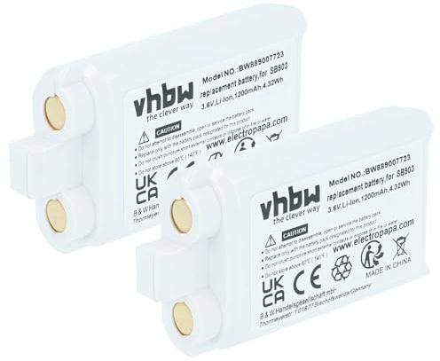 vhbw 2x batteria sostituisce Shure SB903 per sistema radiomicrofonico, trasmettitore (1200mAh, 3,7V, Li-Ion)