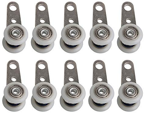 BQLZR Bloque de polea de rodamiento de metal de 1.77 x 0.74 pulgadas con dos ruedas de plástico para puerta corredera y armario de ventana