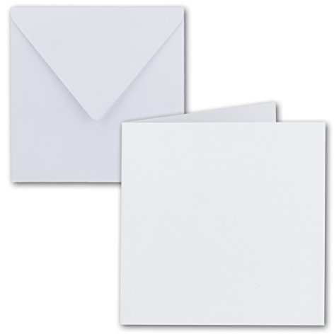 Set di 10 biglietti pieghevoli quadrati, 15 x 15 cm, con buste, colore bianco brillante, incollaggio a umido, per biglietti di auguri, inviti e altro