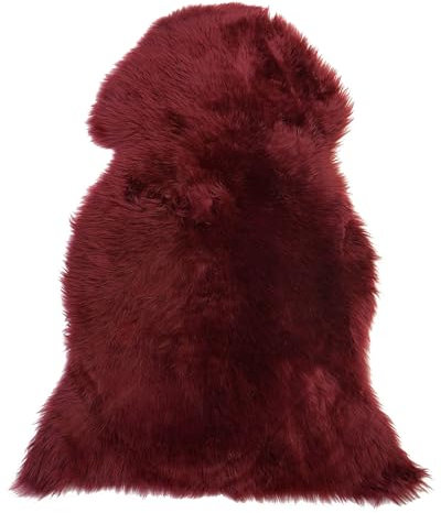 Beliani Alfombra de Cuero borgoña Piel de Oveja 65 x 110 cm decoración para salón o Dormitorio Uluru