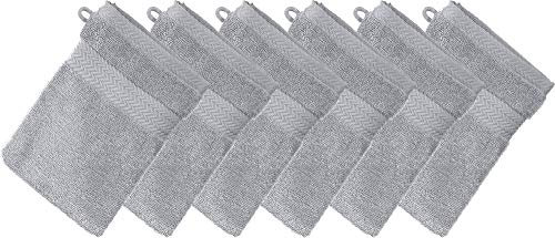 Erwin Müller Waschhandschuh Friedrichshafen 6er- Pack, 100% Baumwolle hellgrau Größe 15x21 cm - Premium-Qualität, unvergleichlich saugfähig, hautsympathisch, formstabil (weitere Farben)