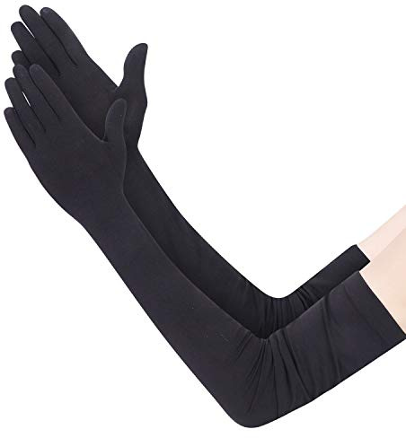 Womens Sunscreen Long Driving Gloves Arm Sleeves Touch Screen Mittens Breathable Cotton Cycling Elbow Length UV Protection Outdoor Sport Anti-Slip Summer Cycling Gloves for Fishing Golfing