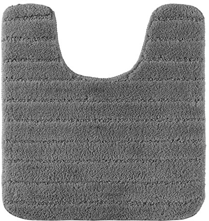 PANA® WC-Vorleger mit Ausschnitt (45x50 cm) • Rutschfeste Badematte mit Streifen-Design • Anthrazit