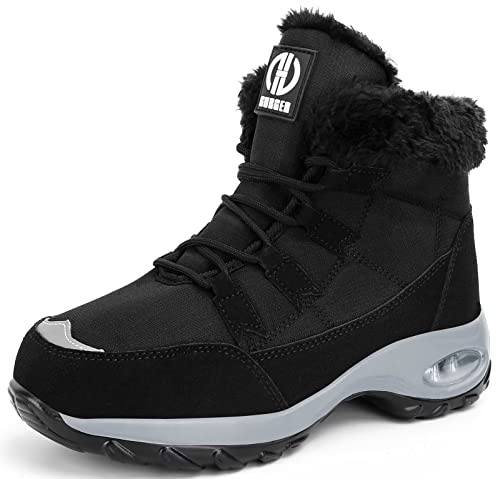 GURGER Bottes de Neige Femme Hiver Bottine Fourrées Chaud Imperméable Après Ski Bottes Chaussure de Neige Noir 39