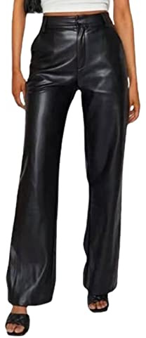 TBSCWYF Mujeres PU Leggins Cuero Skinny Elásticos Pantalones PU Leggings Cuero Imitación Pantalón Elásticos Cintura Alta Push Up para Mujer