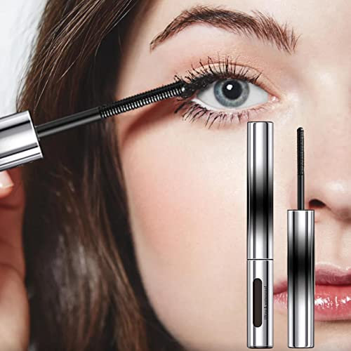 Curling Volumizing Mascara-Haarlose Mascara Mit Metallbürste, Extra Dünne Metallmascara, Wasserfeste, Wischfeste Mascara, Schwarze Mascara, Langanhaltende Verlängerungen, Die Nicht Verklumpen