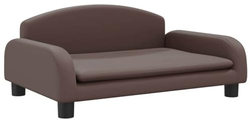vidaXL Cama para Perros de Cuero sintético marrón 70x45x30 cm, sofá para Perros, Cama para Cachorros, Asiento para Perros, sofá para Mascota