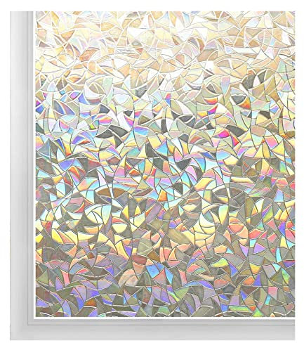 Fensterfolie,Spiegelfolie Fenster Sichtschutz 3D-Regenbogen-Fenster-Film-Klebstoff-statische Datenschutzklimpel-Fleck-Abziehbilder dekorative Vinyl-Glas-Aufkleber Anti Aufbilden Glasfärbung for Zuhaus