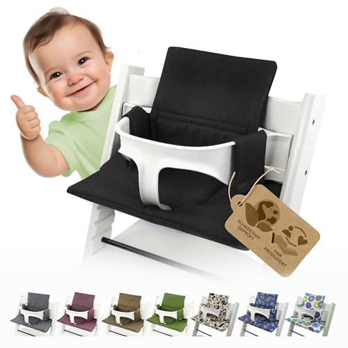 Sitzkissen Ersatzbezug Bezug Kissen-Set Sitzverkleinerer kompatibel mit Stokke Tripp Trapp für Hochstuhl-Kinderstuhl Mod. 2 (org. uni schwarz)