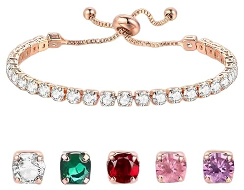 Pulsera de Brillantes Mujer Tenis Pulsera Ajustable, Pulsera Tenis Mujer de Cristal, para Novias, Madres, Esposas y Mejores Amigasv(Blanco)