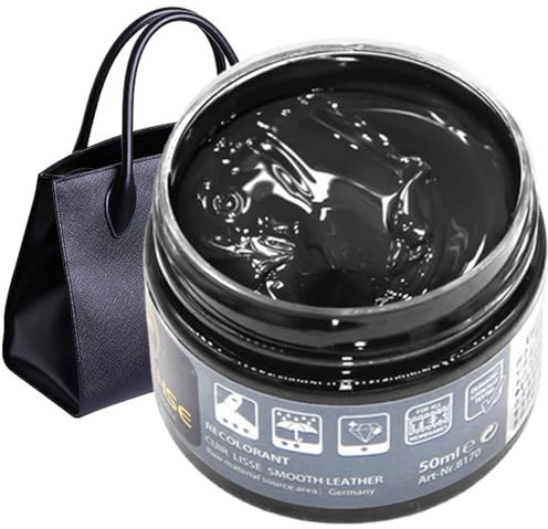 Restauratore di colore – Balsamo ricolorante, crema riparatrice | Balsamo per mobili, restauro multiuso, balsamo di ricolorazione morbido con scenario di borsa per giacca, Nero , Se référer au