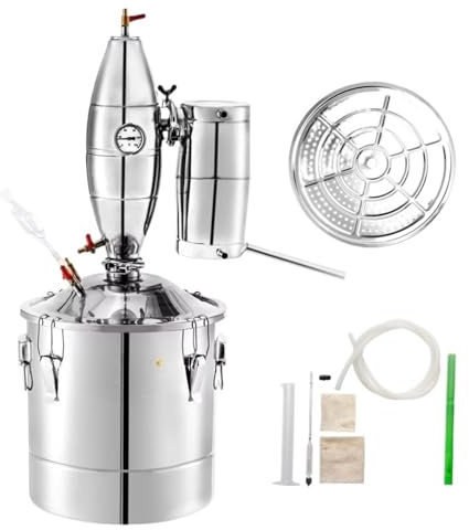HIJYMNZPQ Kit Doméstico De 30L, Caldera Vino, Destilador Alcohol Acero Inoxidable 304 con Termómetro, Equipo Fermentación ElaboracióN De Cerveza AutéNtica