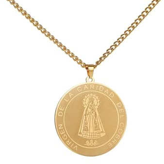 Collana da uomo, con ciondolo a forma di preghiera religiosa, con scritta in lingua inglese Nostra Signora della Carità, cattolica, cristiana, gioiello regalo