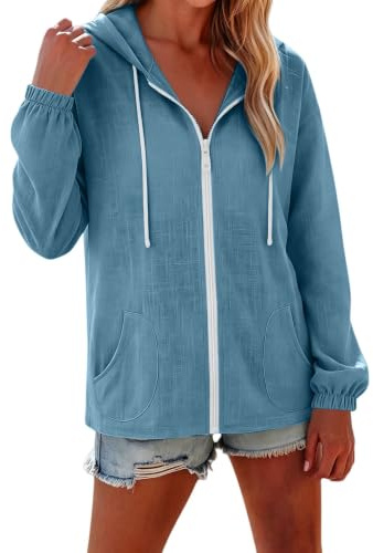 Generisch Mujer Bouclé Blazer Blanca Larga Elegante Chaqueta, azul, M