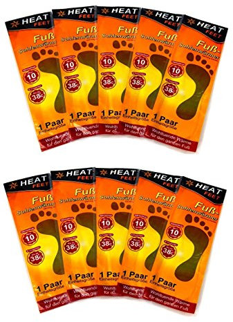 HAC24 10 Paar Fuß- Sohlenwärmer Einheitsgröße Zehenwärmer Einlagen Sohlen Wärmesohlen Set Fußwärmer Pads Schuhwärmer Wärmepad Einlegesohle