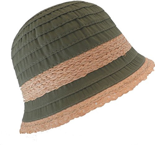 Damen Sonnenhut Glockenhut Kofferhut (Grün/Beige)