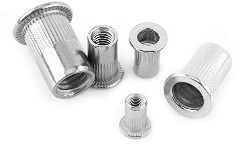 20 pcs écrous aveugles rivet m3 m4 m5 m6 m8 tête plate filetée aveugle rivet écrou 304 acier inoxydable vis à métaux, outil de réparation de fixation accessoire(M5)